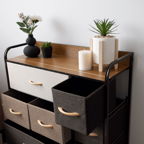 Komoda s látkovými zásuvkami HAZEL TYPE 3, hnedá