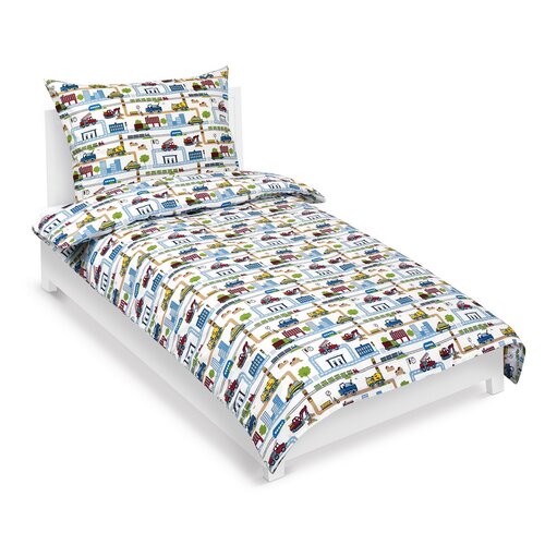 Bellatex Lenjerie de pat din bumbac pentru copii Junior Oraș verde, 140 x 200, 70 x 90 cm