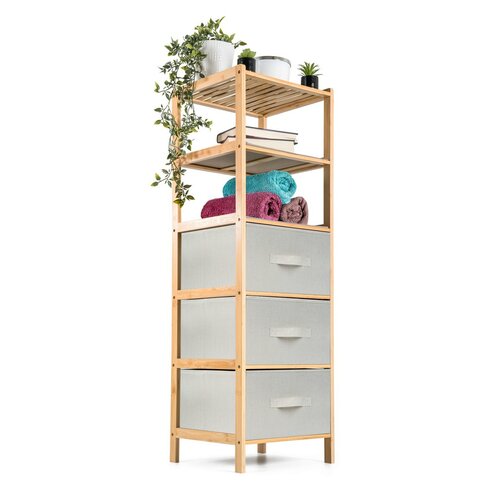 Raftier din bambus cu coșuri G21, 5 etajere, bej