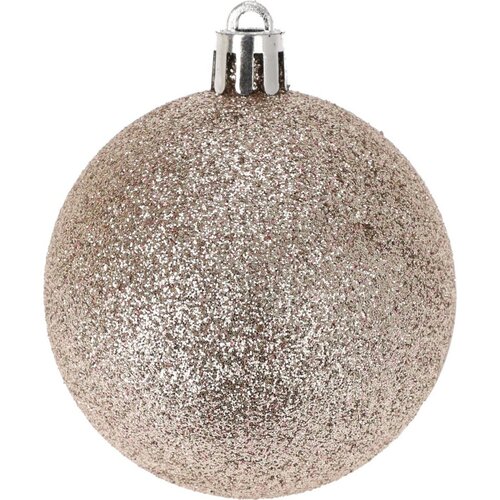 Glitter karácsonyi dísz készlet, barna, átmérő : 6 cm, 6 db