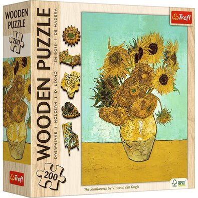 Trefl Dřevěné puzzle 200  - Slunečnice -Vincent van Gogh