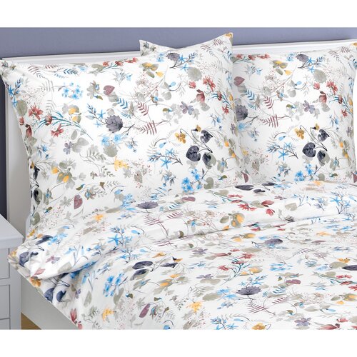 Bellatex Baumwollbettwäsche Blüten Blau, 140 x 220 cm, 70 x 90 cm