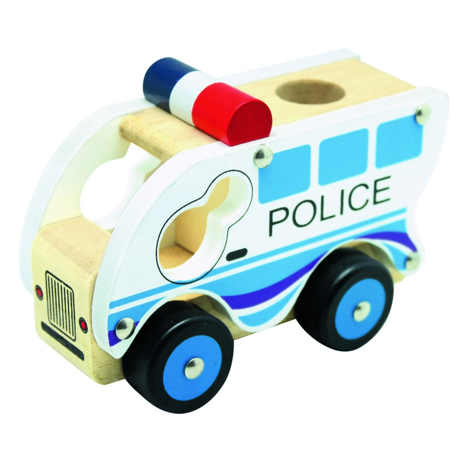 Levně Bino Dřevěné auto Policie, modrá