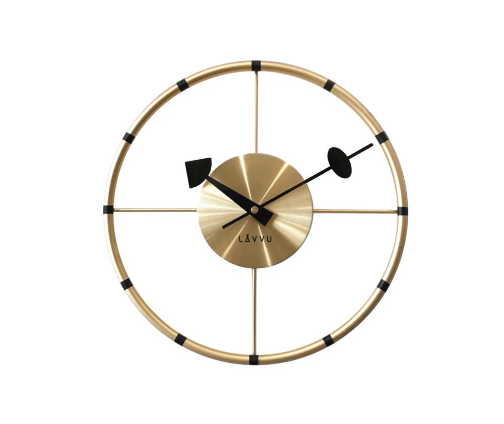 Nástěnné hodiny Lavvu Compass zlatá, pr. 31 cm