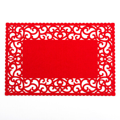 Prestieranie plstené plné červená, 45 x 30 cm, súprava 4 ks