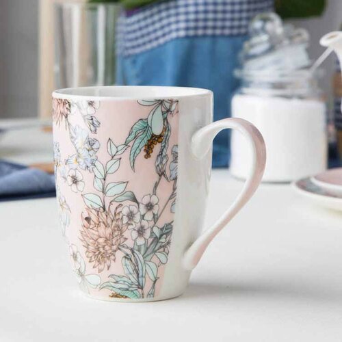 Altom Pink Flowers porcelánbögre szett 320 ml, 4 db