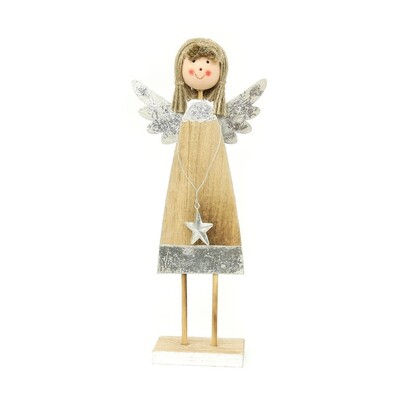 Înger de Crăciun Beatrice, din lemn, 28 cm