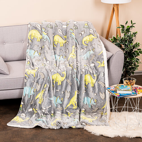 4Home Leuchtende Decke Lammfelloptik Dino, 150 x 200 cm