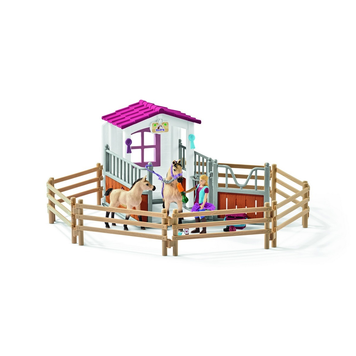 Obrázok Schleich Horse Club 42369 Horse Stall, Arab Horses + Groom, 42369