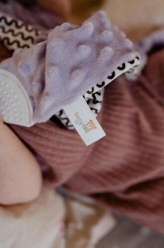 Usínačik babyted Zajačik, hryzátko, hrkálka plyš 25 x 25 cm, fialová