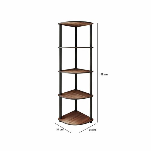 Regál Corner Walnut, 5 polic