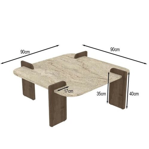 Măsuță de cafea Asha Medium – Travertine, Walnut