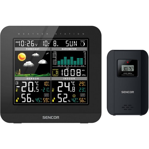 Sencor SWS 5800 stacja pogodowa, czarna