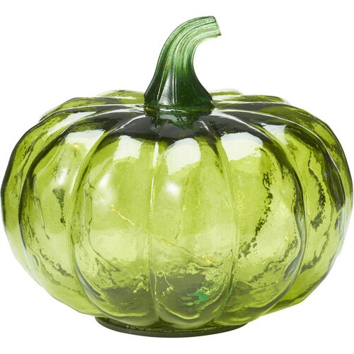 Szklana dynia świecąca 15 x 13 cm, zielony, 10 diod LED, na baterie, z timerem
