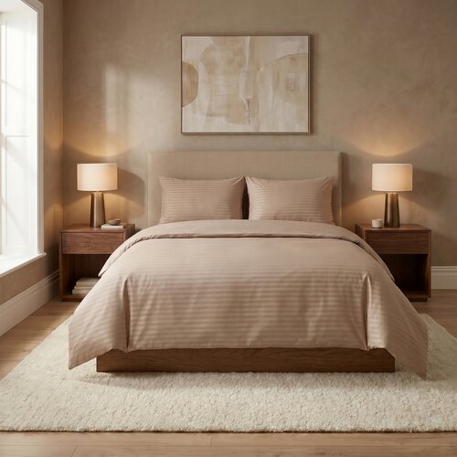 Kvalitex Satin-Bettwäsche Stripe Beige, 140 x 200 cm, 70 x 90 cm