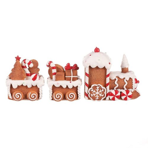 Weihnachtsdekoration: Lebkuchen-Zug mit zwei Waggons, aus Polyresin