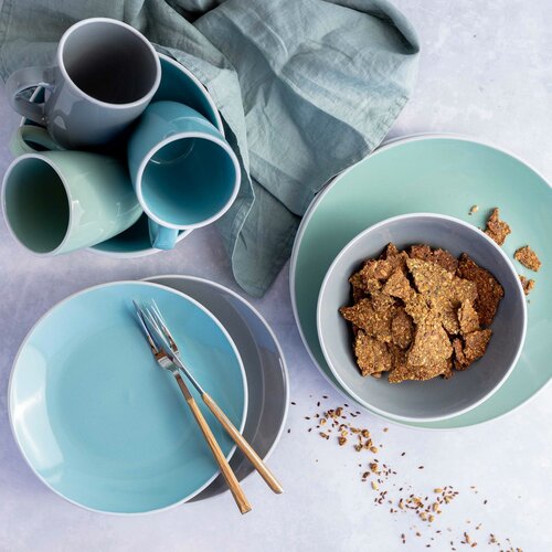 Mäser Set de veselă 24 piese ELISSA – turcoaz lucios