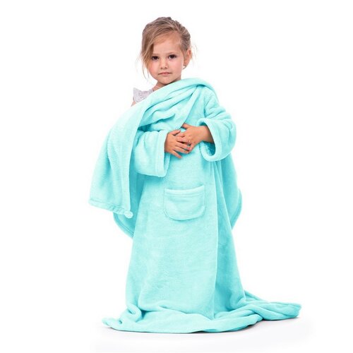 Decoking odeja z rokavi Lazy Kids turkizna, 90 x105 cm