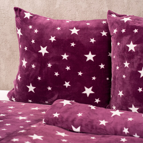 4Home Bettwäsche Mikroflanell Stars Violett, 160 x 200 cm, 2x 70 x 80 cm