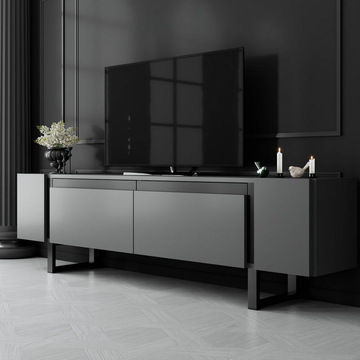 Televízny stolík Yildiz Anthracite and Black
