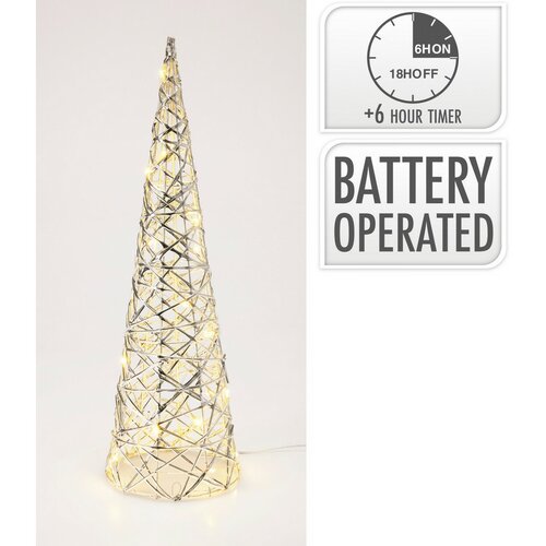 Vánoční svítící kužel Silver, 40 x 12 cm, 20micro LED, na baterie