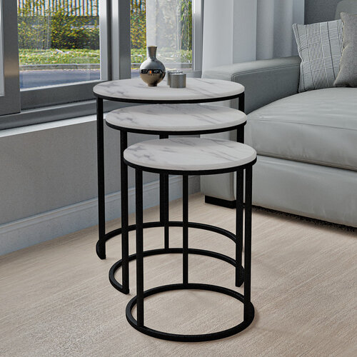 Măsuță Lisa Marble, 3 bucăți