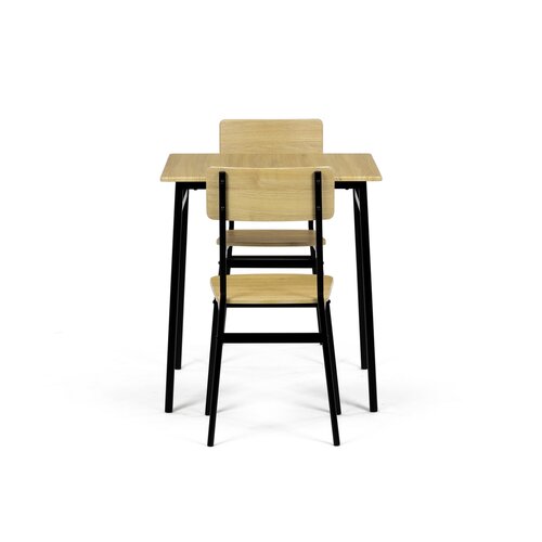 Set de masă Industrial cu 2 scaune, 70 x 70 x 76cm, stejar sălbatic