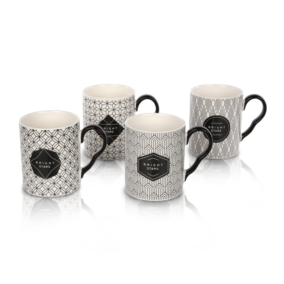 Sada porcelánových hrnčekov Bright Stars, 350 ml, 4 ks