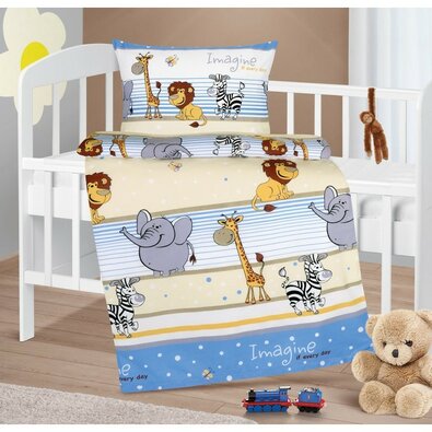 Bellatex Lenjerie de pat din bumbac Agata Safarialbastru, 90 x 135 cm, 45 x 60 cm