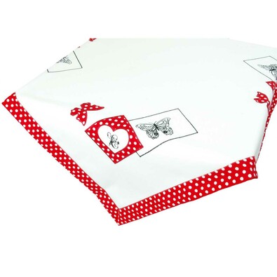 Faţă de masă Fluture pe punct, roşu, 35 x 160 cm