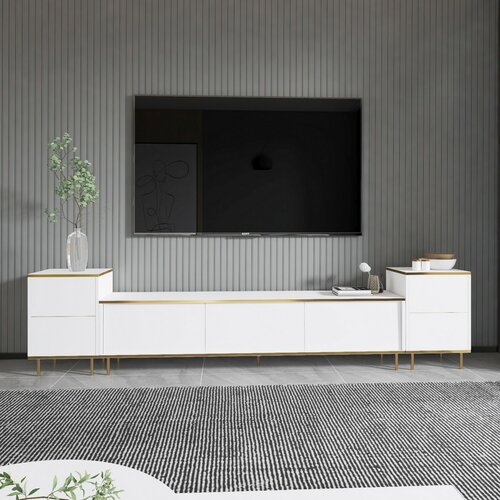 TV-Lowboard mit Schränken Imej White and Gold