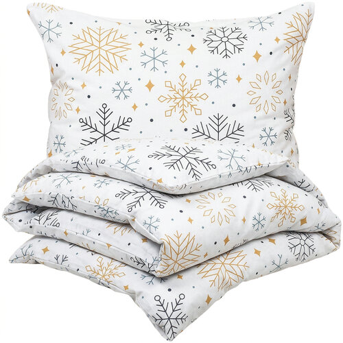 4Home Фланелева постільна білизна Frosty snowflakes, 140 x 220 см, 70 x 90 см