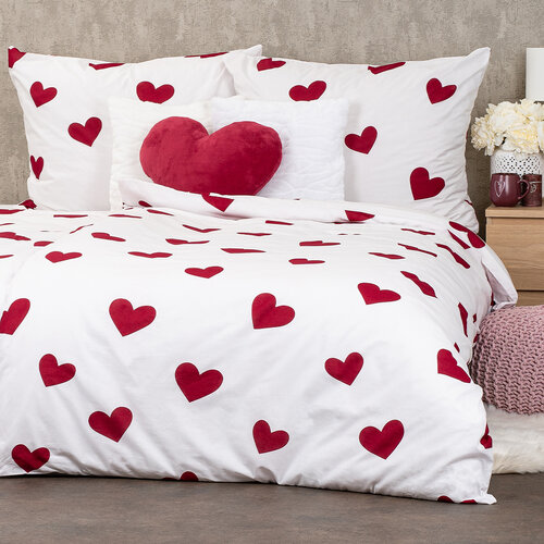4Home Red Hearts pamut ágyneműhuzat, 140 x 220 cm, 70 x 90 cm