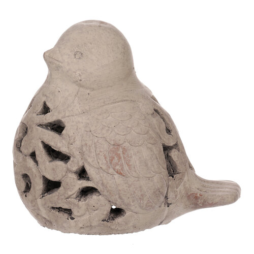Kerzendekoration Vogel, 18 x 14 x 19 cm, Betongrau  ,