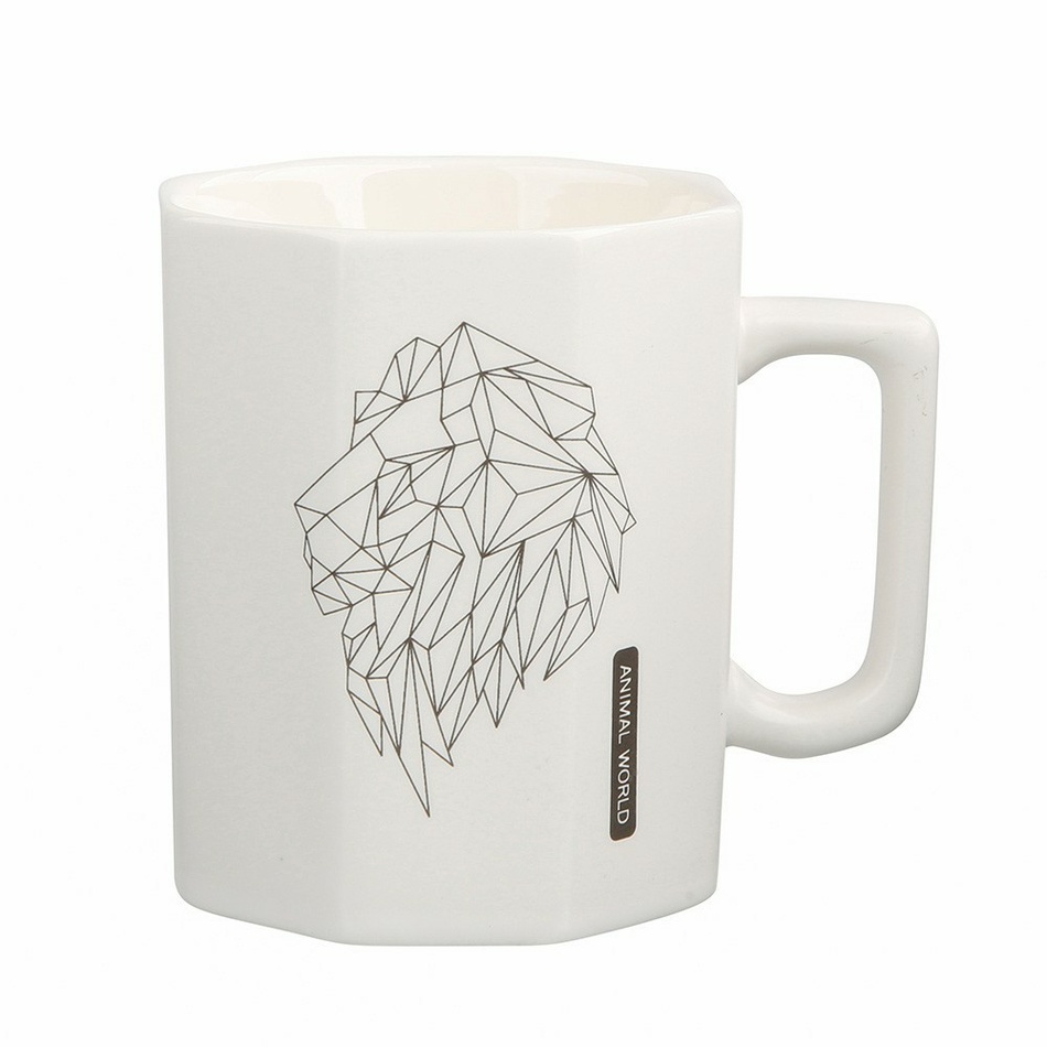Altom Porcelánový hrnček Modern Lion 320 ml, biela