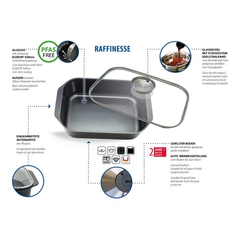 Elo 82840 Basic Форма для випікання зі скляною кришкою та ароматичною ручкою Raffinesse 40 x 26 см