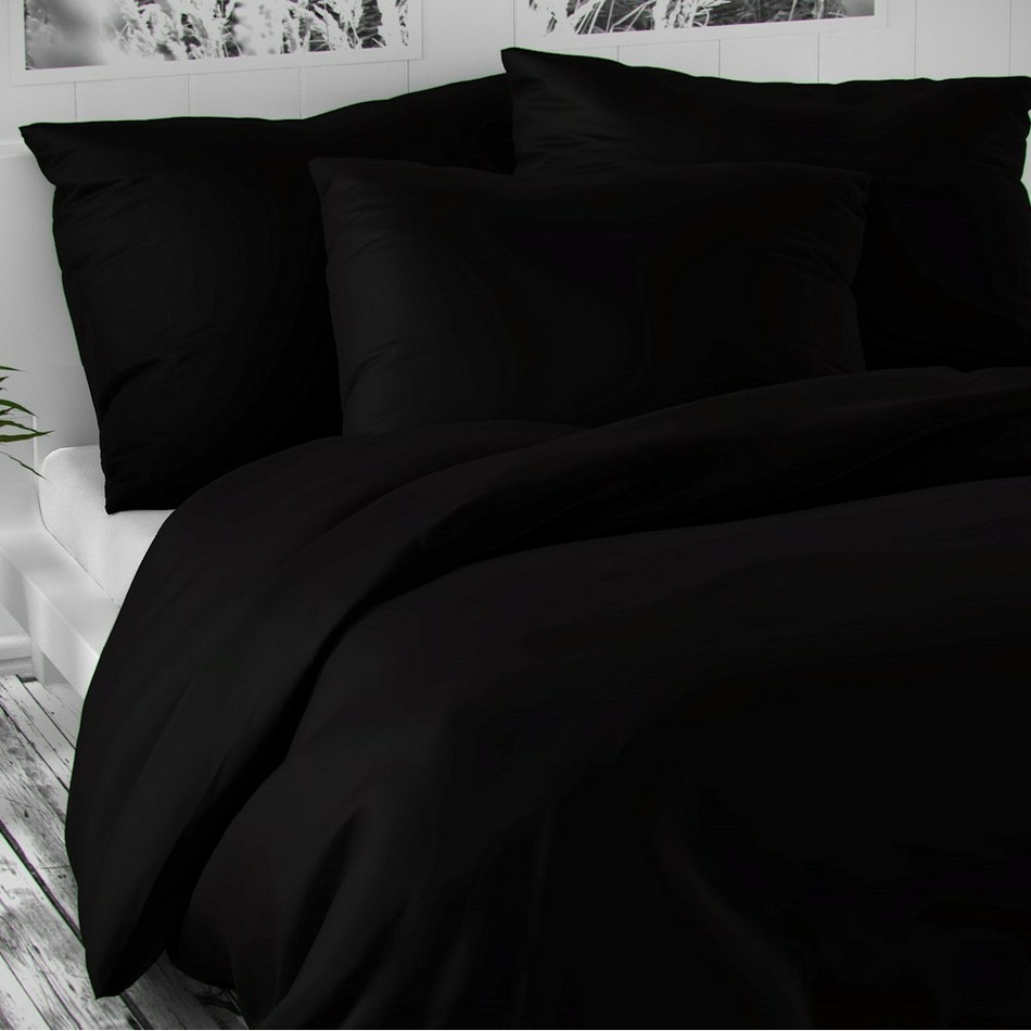 Lenjerie de pat din satin Luxury Collection, negru, 140 x 200 cm, 70 x 90 cm e4home.ro