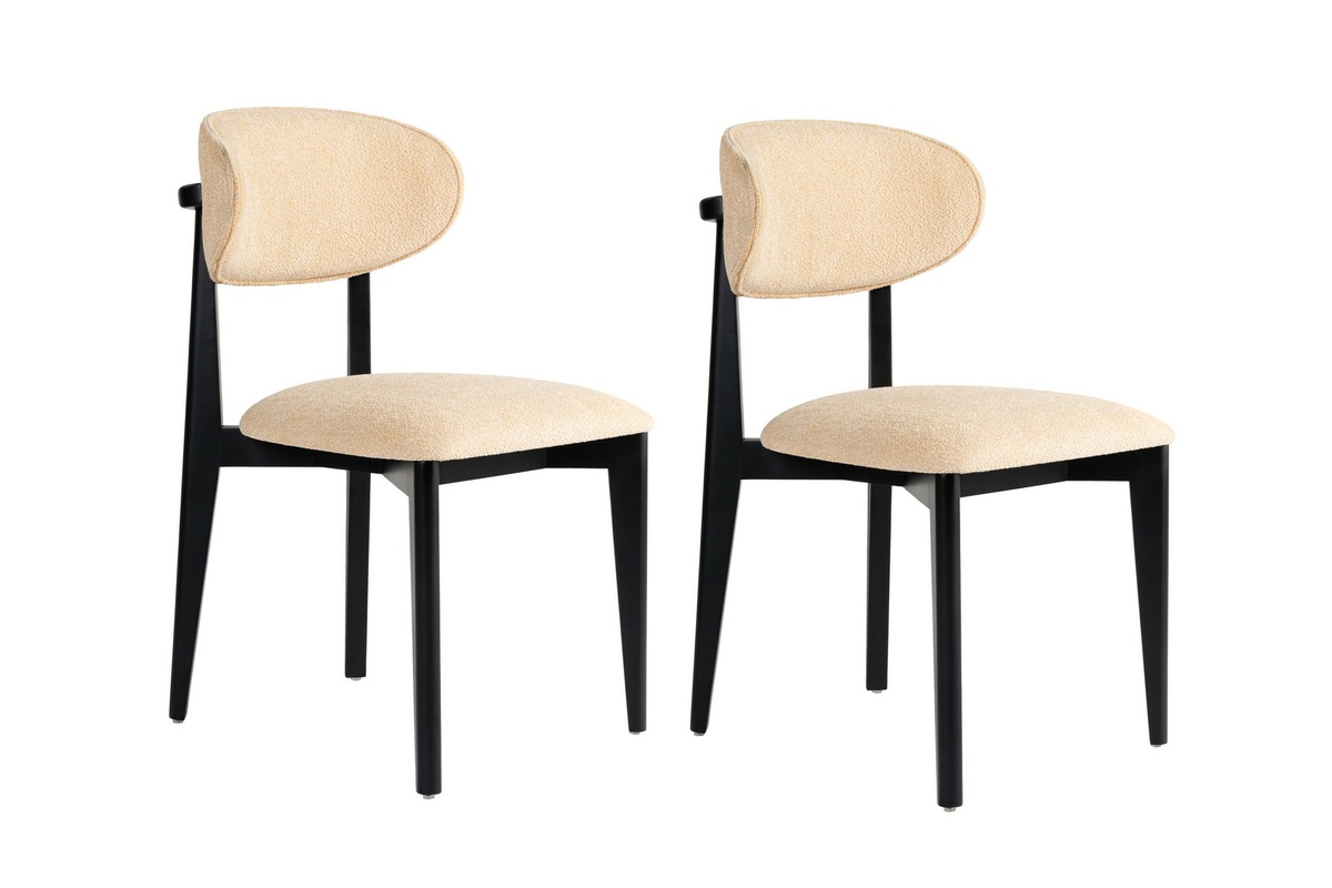 Set de scaune de sufragerie Lionte Beige și Negru,2 buc.