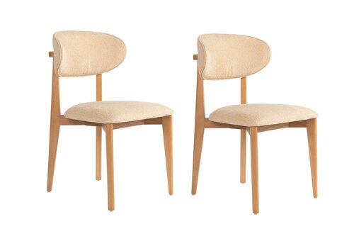 Set de scaune de sufragerie Lionte Beige and LightOak, 2 bucăți