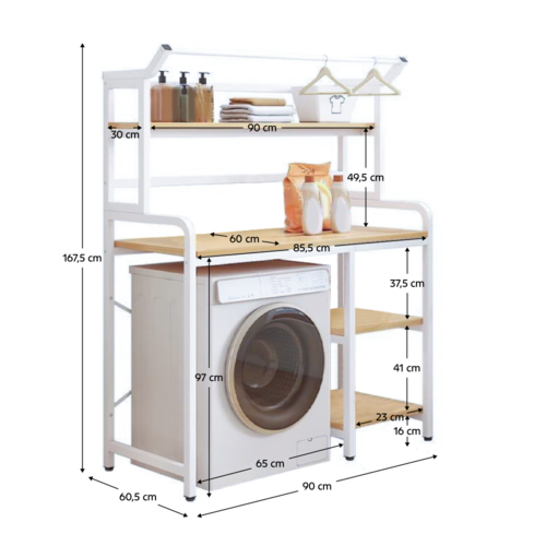 DARBY mosógép fölé polc, tölgyfa