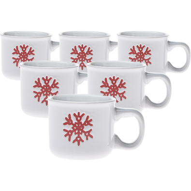 Set de 6 căni din ceramică Fulgi, 90 ml