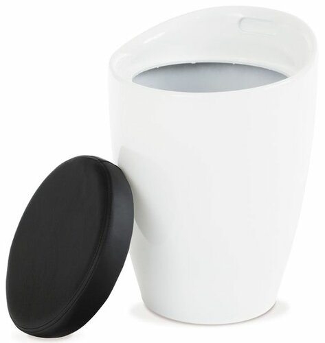 Taboret puf ze schowkiem, biała