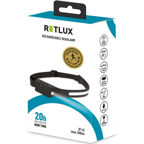 Retlux RPL 700 Športová nabíjacia LED COB čelovka, dosvit 70 m, výdrž 20 hodín