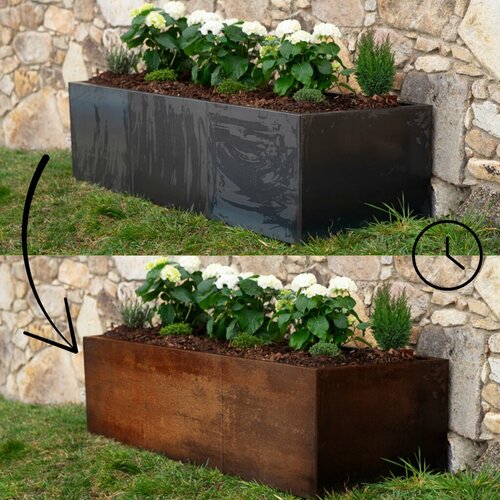 Alto Podwyższona rabata 69 x 204 x 52 cm, corten CORGARDEN 1011
