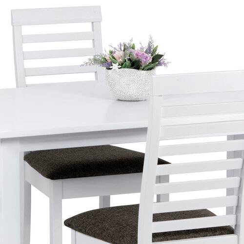 Zestaw jadalniany z litego drewna bukowego, 5 szt., biały