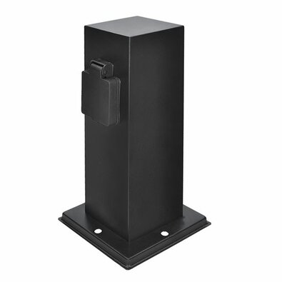 Solight PG11B Záhradný stĺpik IP44, nehrdz. oceľ, 2 zásuvky, hranol, čierna