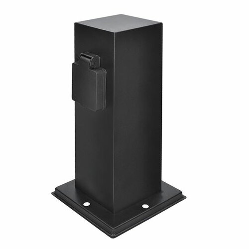 Solight PG11B Záhradný stĺpik IP44, nehrdz. oceľ, 2 zásuvky, hranol, čierna