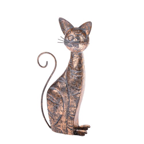 Dekoration: Sitzende Blechkatze, 17,5 x 36,5 x 9 cm