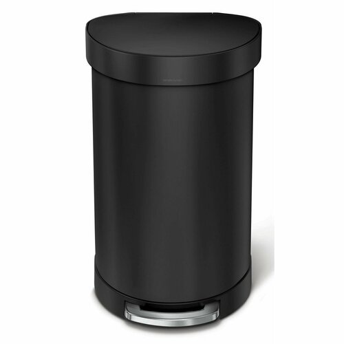 Simplehuman Półokrągły kosz na śmieci z pedałem iramką ze stali nierdzewnej, 45 l, czarny