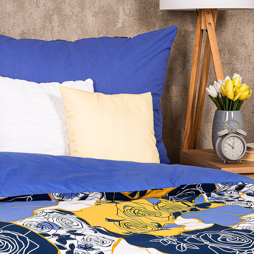 4Home Bombažno posteljnino Blue rose, 220 x 200cm, 2 kos 70 x 90 cm